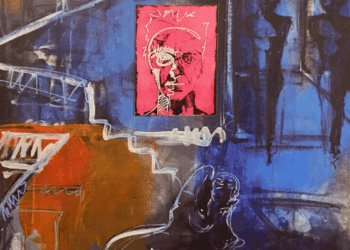 BETRAYAL WITH A BLUE JACKET Colección Wasted Copnversations. "Pintura figurativa Biel M. Panizza - Título de la obra - Mallorca"